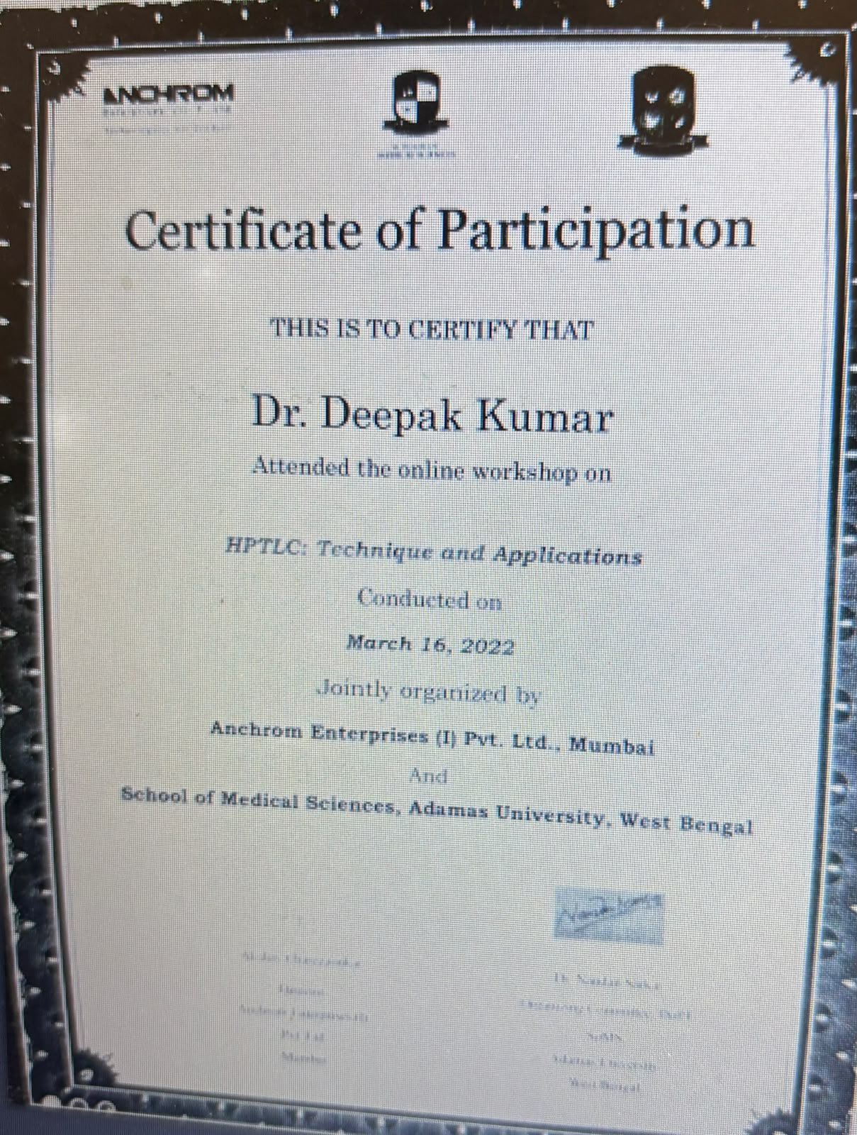 An Exclusive Workshop On HPTLC Techniques And Applications